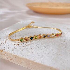 Gold Bracelet with Multicolor Gemstones